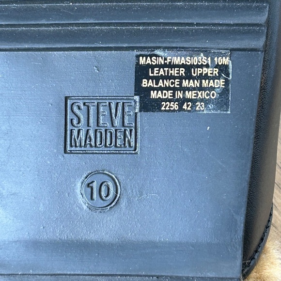 Steve Madden Masin Black Leather Faux Fur Mule Slippers 10 - Picture 4 of 10